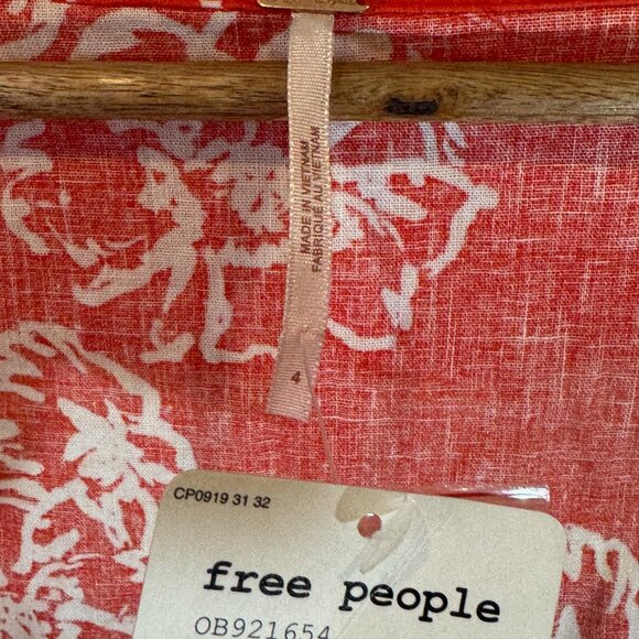 Free People A Thing Called Love Linen Floral Midi Dress in Red Womens 4 - *NWT!* - Picture 7 of 12